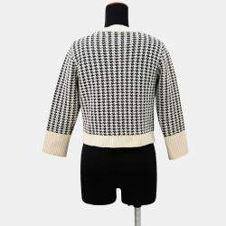 Pre Owned معطف كريستيان ديور بنمط هوندستوث مقاس 34 أبيض/أسود