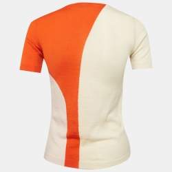 مملوكة مسبقًا توب كريستيان ديور صوف ملون بأكمام قصيرة مقاس وسط (ميديم)