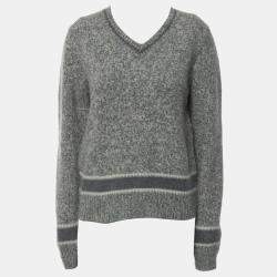 Pre Owned Dior Grey Logo Wool Cashmere Sweater M