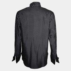 Pre Owned Dior Black Silk Polkadot Blouse S