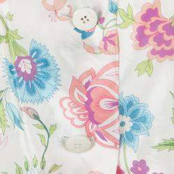 Pre Owned Dior Cream Floral Printed Cropped Short Sleeve Jacket M