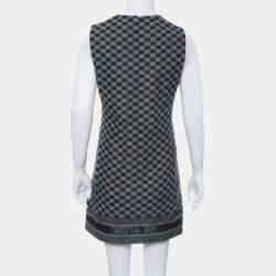 Pre Owned Dior Checkered Sleeveless Denim Dress