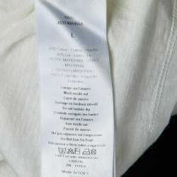 مملوكة مسبقًا Christian Dior White/Blue Miss Dior Print Cotton & Linen T-Shirt L