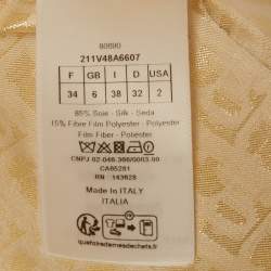 Pre Owned Christian Dior Gold/White Metallic Oblique Jacquard Pajama Shirt XS