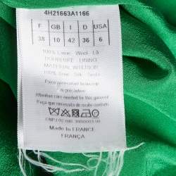Pre Owned Christian Dior Green Wool Asymmetric Mini Dress M