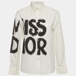 مملوكة مسبقًا Christian Dior White Printed Cotton Long Sleeve Shirt M 