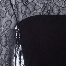 Pre Owned Dior Black Floral Lace Long Sleeve Top M