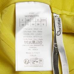 Pre Owned Christian Dior Yellow Wool and Silk Blend CD Clasp Mini Skort M