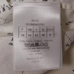 Pre Owned Christian Dior White Constellation Print Cotton Tunic Top M