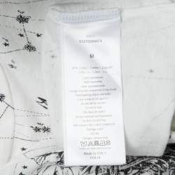 Pre Owned Dior White Zodiac Constellation Print Cotton & Linen Crew Neck T-Shirt M