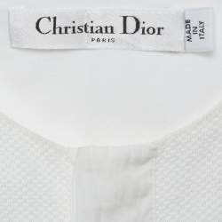 Pre Owned Christian Dior White Embroidered Bee Plastron Poplin Sleeveless Top S