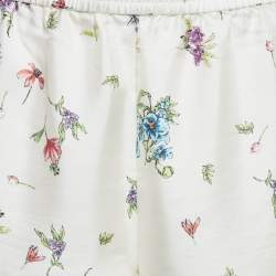 Pre Owned Christian Dior White Floral Print Sateen Pajama Shorts M
