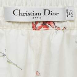 Pre Owned Christian Dior White Floral Print Sateen Pajama Shorts M