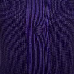 Pre Owned Dior Purple and Black Chunky Knit  Button Front Wool Coat M