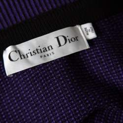 Pre Owned Dior Purple and Black Chunky Knit  Button Front Wool Coat M