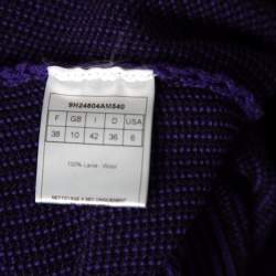 Pre Owned Dior Purple and Black Chunky Knit  Button Front Wool Coat M