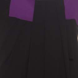Pre Owned Dior Black Colorblock Silk Draped Front Sleevless Dress M