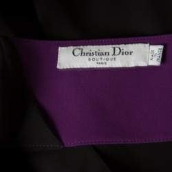 Pre Owned Dior Black Colorblock Silk Draped Front Sleevless Dress M