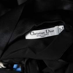 Dior Black Silk Satin Draped One Shoulder Top M