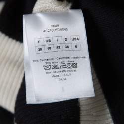Christian Dior Monochrome Striped Slit Back Detail Tapered Waist Sweater Top M