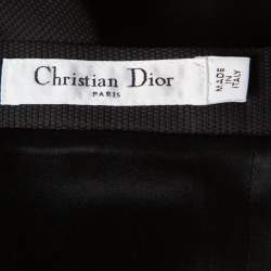 Pre Owned Christian Dior Black Textured Woven Cotton Pencil Skirt M