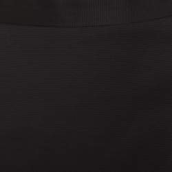 Pre Owned Christian Dior Black Textured Woven Cotton Pencil Skirt M