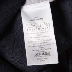 Dior Grey Knit Contrast Ribbed Neck Peplum Top S