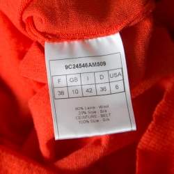 Dior Orange Wool and Silk Crochet Neck Detail Belted Sweater M