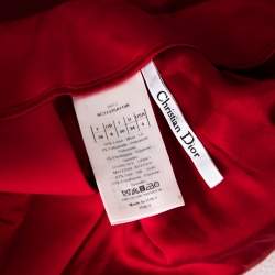 Pre Owned Dior Red Wool Pleated Wrap Mini Skirt S
