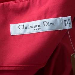 Christian Dior Rouge Red Cotton Silk Pleated Bodice Sleeveless Sheath Dress L
