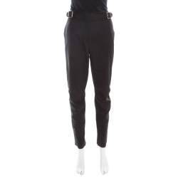 مملوكة مسبقًا Dior Black Wool Wrap Buckle Detail Trousers M