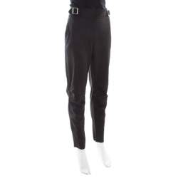 مملوكة مسبقًا Dior Black Wool Wrap Buckle Detail Trousers M