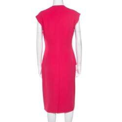 Pre Owned Dior Pink Silk Crepe Peplum Sleeveless Sheath Dress M