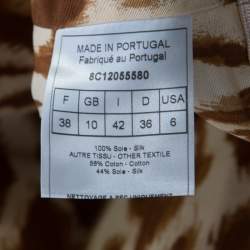 Pre Owned Dior Beige Animal Printed Bow Detail Peplum Wrap Top M