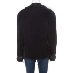 Pre Owned Dior Boutique Black Wool Ruffled Lace Collar and Cuff Detail Jacket XL