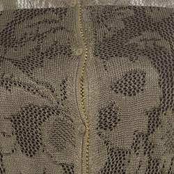 Dior Boutique Lace Olive Green Perforated Knit Lace Insert Buttoned Cardigan L