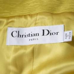 Christian Dior Lime Green Ribbed Cotton Belted Peplum Jacket L