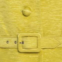 Christian Dior Lime Green Ribbed Cotton Belted Peplum Jacket L