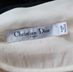 Pre Owned Christian Dior Bicolor Pleated Silk Bodice Off Shoulder Pencil Dress L