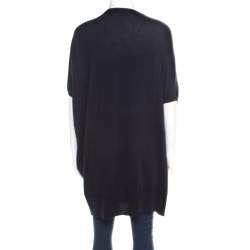 Dior Navy Blue Wool and Silk  Knit Contrast Piping Detail Oversized Tunic M