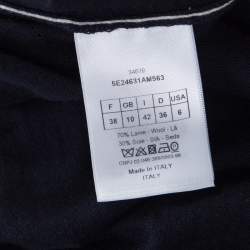 Dior Navy Blue Wool and Silk  Knit Contrast Piping Detail Oversized Tunic M