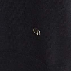 Dior Navy Blue Wool and Silk  Knit Contrast Piping Detail Oversized Tunic M