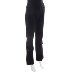 Dior Black Wool Braided Trim Flared Trousers L