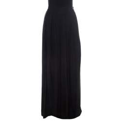 Pre Owned Christian Dior Black Pleated Crepe Palazzo Pants M