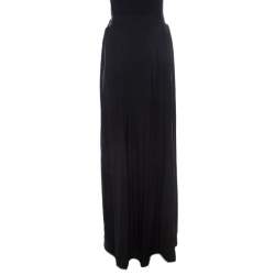 Pre Owned Christian Dior Black Pleated Crepe Palazzo Pants M