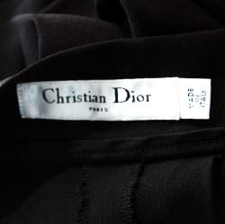 Pre Owned Christian Dior Black Pleated Crepe Palazzo Pants M