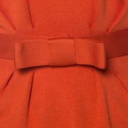 Dior Burnt Orange Silk Blend Scallop Neckline Belted Peplum Top L