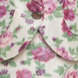 Christian Dior Beige Floral Print Silk Skirt Suit L