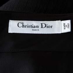 Christian Dior Black Textured Wool High Waist Pencil Skirt L