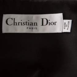 Pre Owned Dior Black & White Tweed Sleeveless Double Breasted Fold Over Crop Top S